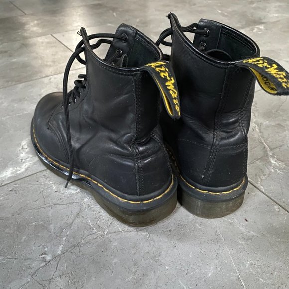 Dr. Martens 1460 Black Greasy Leather Lace Up Boots - Picture 2 of 4